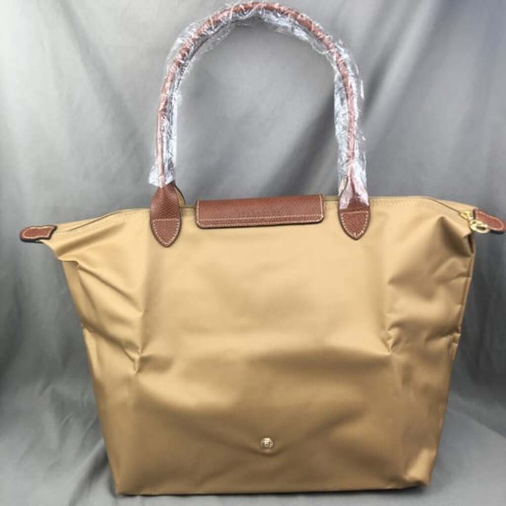 NWT Longchamp Le Pliage Medium Handbag Khaki Canvas Shoulder M - Picture 5 of 9